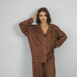 Ensemble pyjama marron à bande